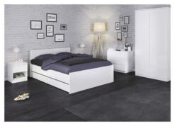 Naia Garderobeskap - Hvit Høyglans M/2 Dører + 1 Skuffe -UNOLIVING Butikk TV04639 2 525d