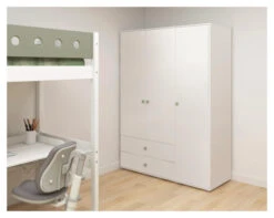 Roomie Garderobeskap M. 3 Dører - Grønn/Hvit -UNOLIVING Butikk flexa roomie garderobeskab m 3 laager groenhvid FL01240 4 ca5d