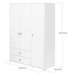 Roomie Garderobeskap M. 3 Dører - Grønn/Hvit -UNOLIVING Butikk flexa roomie garderobeskab m 3 laager groenhvid FL01240 5 758e