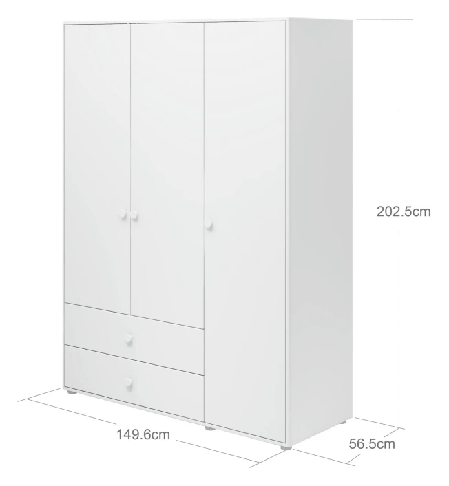 Roomie Garderobeskap M. 3 Dører - Hvit 5 Roomie Garderobeskap M. 3 Dører - Hvit - Bilde 5