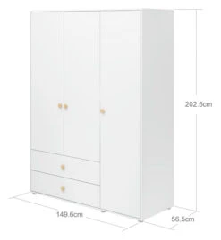 Roomie Garderobeskap M. 3 Dører - Hvit/Eik -UNOLIVING Butikk flexa roomie garderobeskab m 3 laager hvideg FL01243 5 5de3