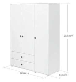 Roomie Garderobeskap M. 3 Dører - Hvit/Grønn -UNOLIVING Butikk flexa roomie garderobeskab m 3 laager hvidgroen FL01242 5 37d4