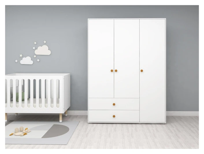 Roomie Garderobeskap M. 3 Dører - Hvit/Gul 4 Roomie Garderobeskap M. 3 Dører - Hvit/Gul - Bilde 4