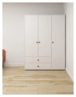 Roomie Garderobeskap M. 3 Dører - Rosa/Hvit -UNOLIVING Butikk flexa roomie garderobeskab m 3 laager rosahvid FL01239 4 ed32