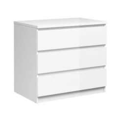 Naia Kommode - Hvit Høyglans M/3 Skuffer -UNOLIVING Butikk naia kommode hvid hoejglans m3 skuffer kommoder TV04669 4 7503