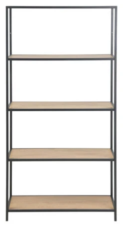 Newhaven Bokhylle, Papir Villeik/Sort Metall -UNOLIVING Butikk newhaven bogreol papir vildegsort metal reol AC03210 5 6997