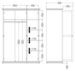 Paris Garderobeskap - 200,6x138,8 -UNOLIVING Butikk paris garderobeskab hvid b138 garderobeskabe TV00341 7 7868