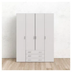 Space Garderobeskap - Hvit M/4 Dører -UNOLIVING Butikk space garderobeskab hvid m4 laager garderobeskabe TV04561 4 7d24