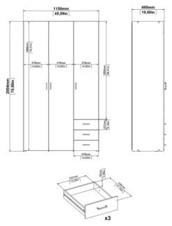 Space Garderobeskap - Lys Tre M/skuffer -UNOLIVING Butikk space garderobeskab lys trae mskuffer garderobeskabe TV04559 6 01dd