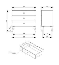 Dot Kommode 90x43 - Hvit/eik -UNOLIVING Butikk tenzo dot kommode 90x43 hvideg TZ00738 12 d612