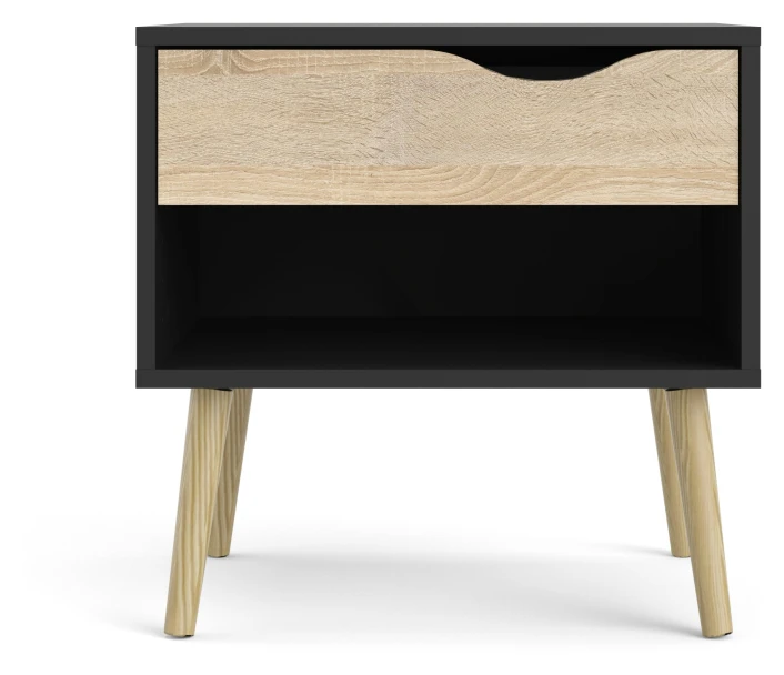 Delta Nattbord M. Skuffe - Eikelook/Matt Sort - Bilde 6