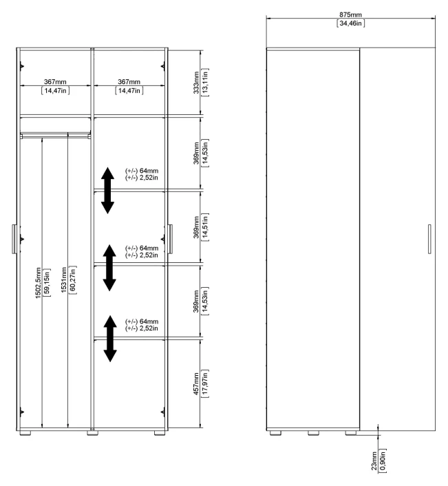 Pepe Garderobeskap M. 2 Dører - Sort - Bilde 9