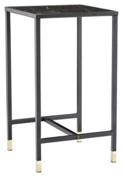 Dipp Sengebord - Sort Glasstopp, 40x40 -UNOLIVING Butikk venture design dipp sengebord sort glastop 40x40 sengeborde VD00178 4 b173