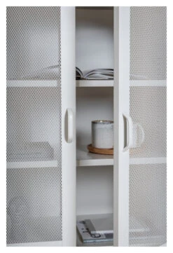 Misha Metall Bokskap, Hvit Mesh -UNOLIVING Butikk venture design misha metal bogkab hvid mesh bogskabe VD00610 4 ac1c