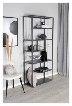 Staal, Reol, Grå Metall -UNOLIVING Butikk venture design staal reol graa metal reoler VD00258 9 14db