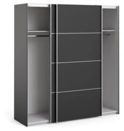 Verona Garderobeskap M. Skyvedører - Matt Sort, D182 -UNOLIVING Butikk verona garderobeskab m skydedoere 8 paneler mat sort b182 garderobeskabe TV0523 1172