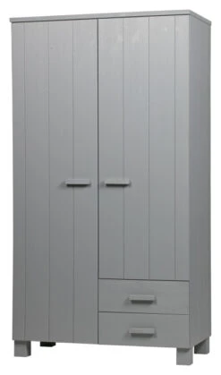 WOOOD Dennis Garderobeskap 202x111x55 - Concrete Grå -UNOLIVING Butikk woood dennis garderobeskab 202x111x55 concrete graa EE03646 4 dd05