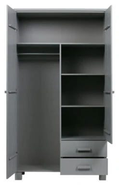 WOOOD Dennis Garderobeskap 202x111x55 - Concrete Grå -UNOLIVING Butikk woood dennis garderobeskab 202x111x55 concrete graa EE03646 6 3b9c