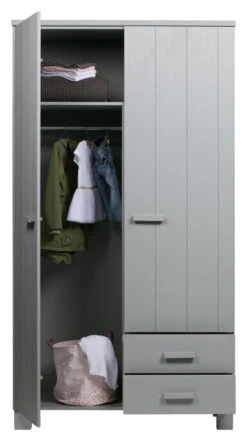 WOOOD Dennis Garderobeskap 202x111x55 - Concrete Grå -UNOLIVING Butikk woood dennis garderobeskab 202x111x55 concrete graa EE03646 7 baf6