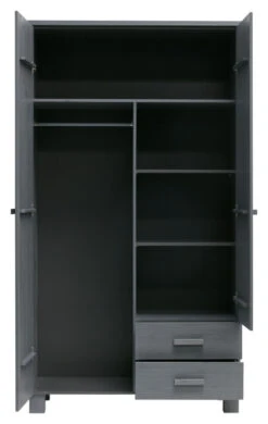 WOOOD Dennis Garderobeskap 202x111x55 - Grå -UNOLIVING Butikk woood dennis garderobeskab 202x111x55 graa EE03643 4 7a39
