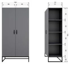 Woood Morris Klesskap - Furu Grå -UNOLIVING Butikk woood morris klaedeskab fyrretrae graa garderobeskabe EE01801 7 b89b