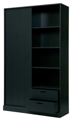 WOOOD Move Garderobeskap M. Skyvedørerr - Matt Svart 11 WOOOD Move Garderobeskap M. Skyvedørerr - Matt Svart -UNOLIVING Butikk woood move garderobeskab m skydelaage mat sort EE03073 4 2655