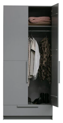 WOOOD Pure Garderobeskap 215x95x60 - Grå -UNOLIVING Butikk woood pure garderobeskab 215x95x60 graa EE03641 6 6694