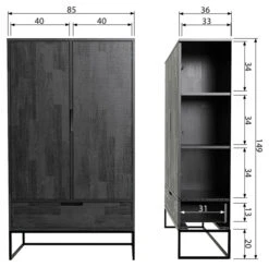 WOOOD Silas Skap 149x85 - Ask/blacknight -UNOLIVING Butikk woood silas skab 149x85 askblacknight EE03082 6 d739