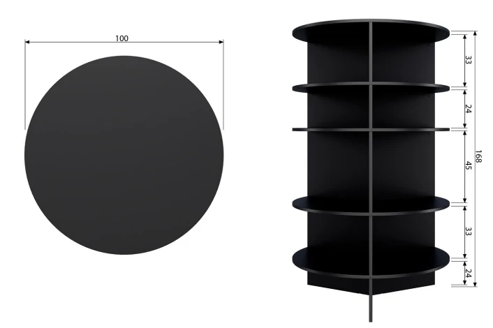 Woood Trian Tower Reol - Sort Ask, Ø100 - Bilde 3
